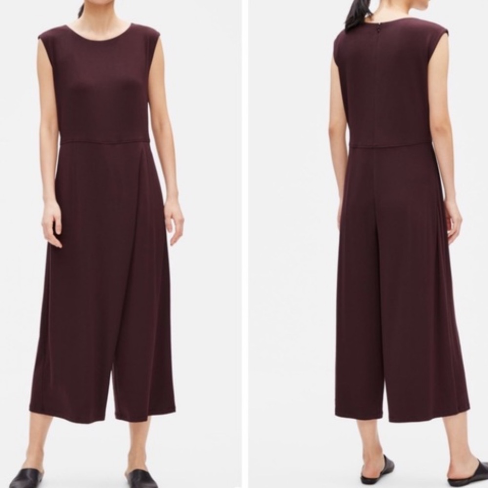 Eileen Fisher maroon Cassie wide leg jumpsuit